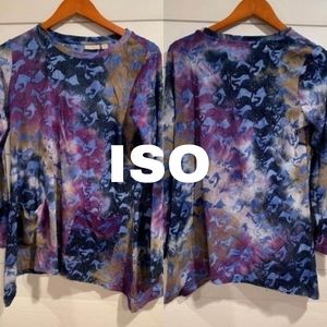 In Search Of: LOGO by Lori Goldstein knit tie-dyed jacquard long sleeve top